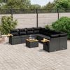 vidaXL 9 Piece Garden Sofa Set with Cushions Black Poly Rattan