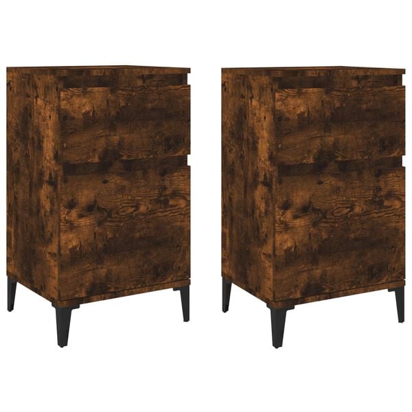 vidaXL Bedside Cabinets 2 pcs Smoked Oak 40x35x70 cm