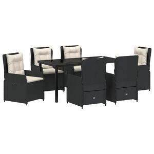 vidaXL Garden Dining Set 7 pcs Black Poly Rattan