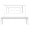 vidaXL Metal Bed Frame without Mattress with Headboard White 107x203cm