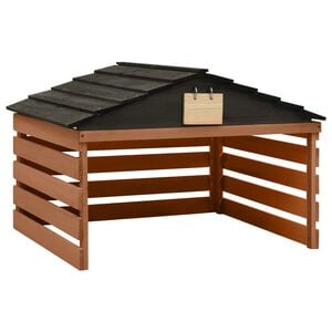 vidaXL Lawn Mower Garage | Black and Brown | Solid firwood | Medium | Sturdy