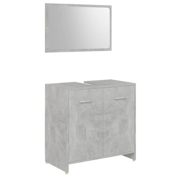 vidaXL 3 Piece Bathroom Furniture Set Concrete Grey Engineered Wood
