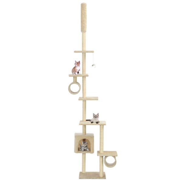 vidaXL Cat Tree with Sisal Scratching Posts 260 cm Beige