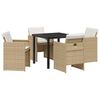 vidaXL Garden Dining Set 5 pcs Beige Poly Rattan
