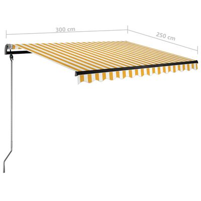 vidaXL Manual Retractable Awning with LED 300x250 cm Yellow and White