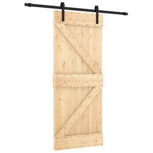 vidaXL Sliding Door Natural and Black 85 x 210 cm Solid Pine Wood