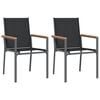 vidaXL 3 Piece Garden Dining Set Black Textilene and Steel