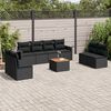 vidaXL 9 Piece Garden Sofa Set with Cushions Black Poly Rattan