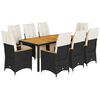 vidaXL 9 Piece Garden Bistro Set with Cushions Black Poly Rattan