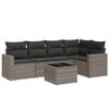 vidaXL 6 Piece Garden Sofa Set with Cushions Grey Poly Rattan