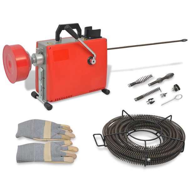 vidaXL Pipe Cleaning Machine 250 W 15mx16mm 4.5mx9.5mm
