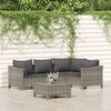 vidaXL 5 Piece Garden Lounge Set with Cushions Grey Poly Rattan