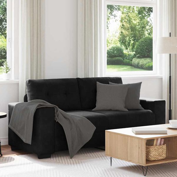 vidaXL Loveseat Sofa Black 180x77x82 cm Velvet