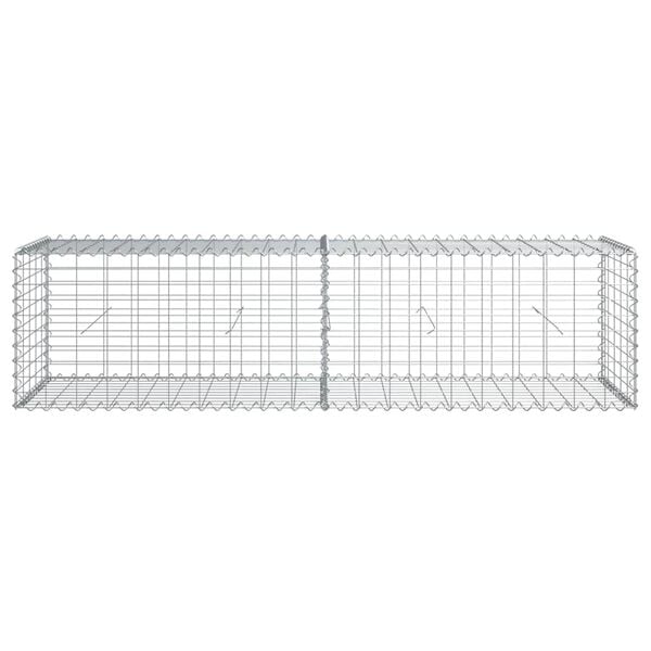 vidaXL Gabion Basket with Cover 200x50x50 cm Galvanised Iron