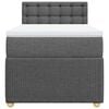 vidaXL Box Spring Bed with Mattress Light Grey King Single Fabric