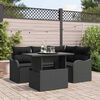 vidaXL Garden Sofa Set with Cushion Manual 5 pcs Black Poly Rattan