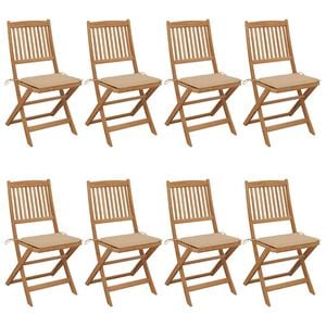 vidaXL Folding Chairs 8 pcs with Cushions Solid Acacia Wood