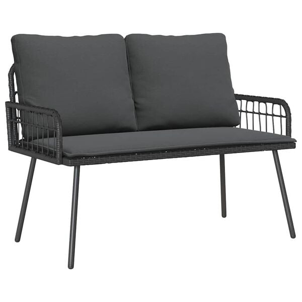 vidaXL Garden Bench with Cushion Grey 114 x 64 x 78cm Metal