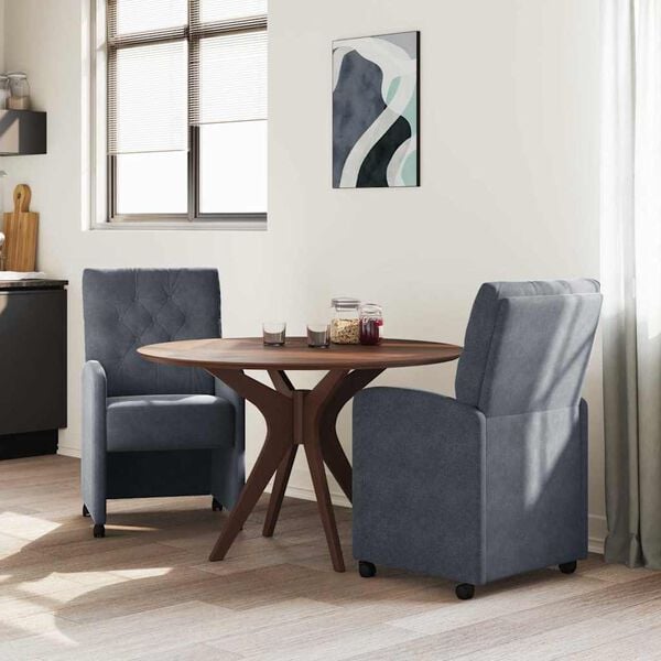 vidaXL Dining Chairs with Wheels 2 pcs Dark grey 58 x 67 x 97 cm