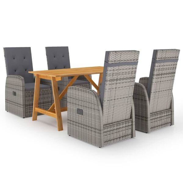 vidaXL 5 Piece Garden Dining Set Grey