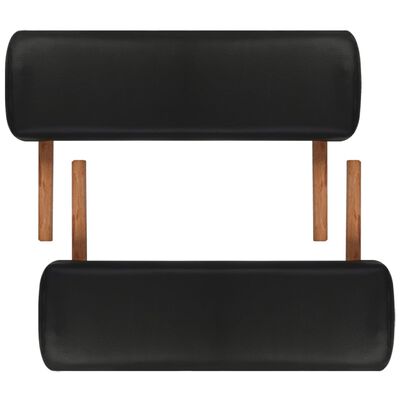 vidaXL Black Foldable Massage Table 2 Zones with Wooden Frame