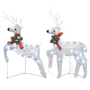vidaXL Christmas Reindeer | Set of 2 | Silver | Mesh and Metal | Medium