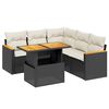 vidaXL 6 Piece Garden Sofa Set with Cushions Black Poly Rattan