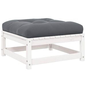 vidaXL Garden Footstool with Cushion White Solid Wood Pine