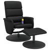 vidaXL Massage Recliner Chair with Footstool Black Faux Leather