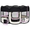 vidaXL Foldable Dog Playpen with Carrying Bag Black 145x145x61 cm
