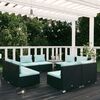 vidaXL 8 Piece Garden Lounge Set with Cushions Poly Rattan Black