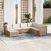 vidaXL 7 Piece Garden Sofa Set with Cushions Beige Poly Rattan