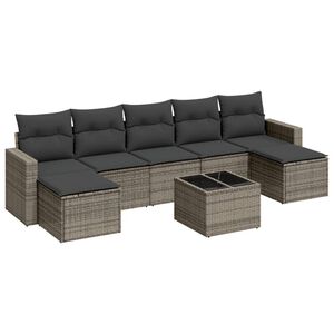 vidaXL 8 Piece Garden Sofa Set with Cushions Grey Poly Rattan