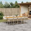 vidaXL 11 Piece Garden Dining Set with Cushions Beige Poly Rattan