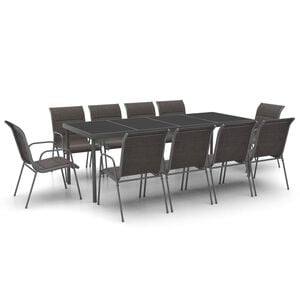 vidaXL 11 Piece Outdoor Dining Set Steel