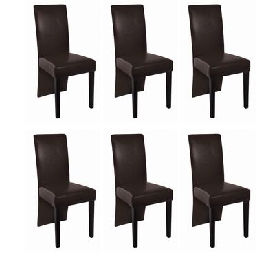 vidaXL Dining Chairs 6 pcs Dark Brown Faux Leather