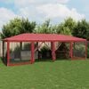 vidaXL Party Tent with 12 Mesh Sidewalls Red 8x4 m HDPE