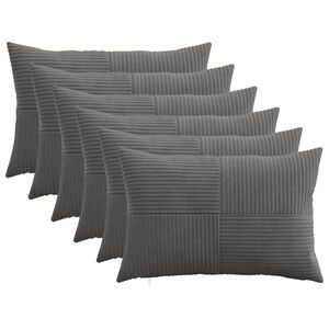 vidaXL Cushion Cover 6 pcs ALMELO Dark Grey 30 x 50 cm Corduroy