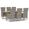vidaXL 7 Piece Garden Dining Set with Cushions Grey Poly Rattan