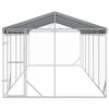 vidaXL Outdoor Dog Kennel with Roof Silver 3x9x2.5 m Galvanised Steel