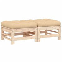 vidaXL Garden Footstools with Cushions 2pcs Solid Wood Pine
