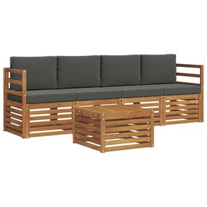vidaXL Outdoor Sofa Set 5 pcs Natural and Anthracite Solid Acacia Wood