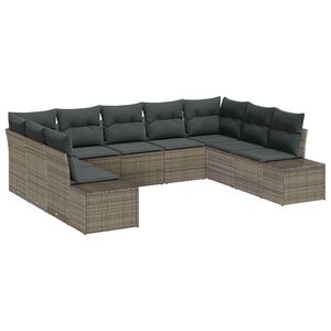 vidaXL Garden Sofa Set 9 pcs 8-Seater Grey Poly Rattan