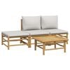 vidaXL 4 Piece Garden Lounge Set with Light Grey Cushions Bamboo