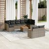 vidaXL 10 Piece Garden Sofa Set with Cushions Grey Poly Rattan