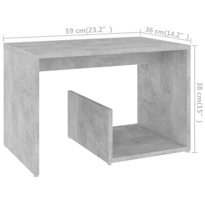 vidaXL Side Table Concrete Grey 59x36x38 cm Engineered Wood