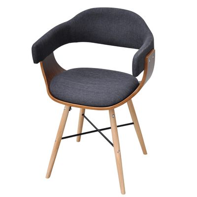 vidaXL Dining Chairs 4 pcs Dark Grey Bent Wood and Fabric