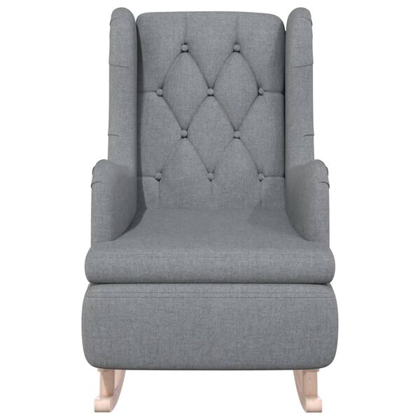 vidaXL Armchair with Solid Rubber Wood Rocking Legs Light Grey Fabric