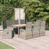 vidaXL 9 Piece Garden Dining Set with Cushions Grey Poly Rattan