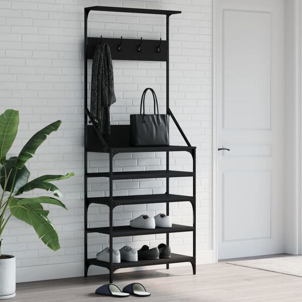 vidaXL Clothes Rack with Shoe Storage Black 70x34x184 cm